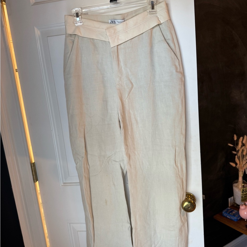 Zara Cream High-Waisted Trousers